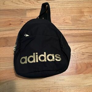 Adidas Women mini Backpack in Black with Gold Logo